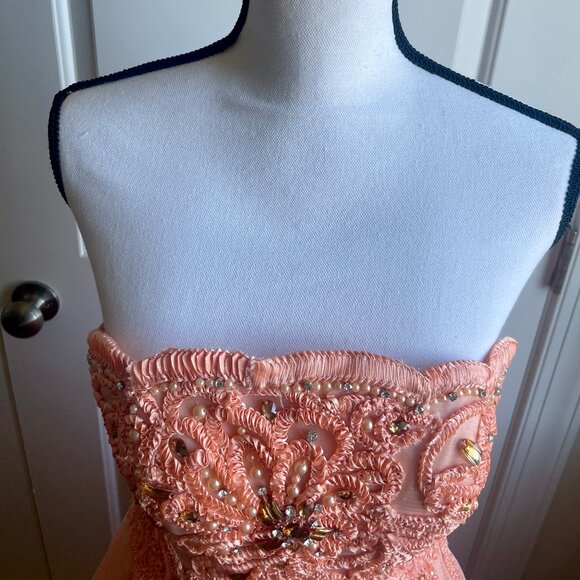 Tony Bowls Coral Embellished Prom Dress - Picture 6 of 11